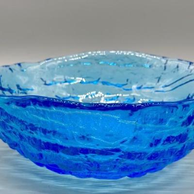 Vintage Tiara Aloha Ice Blue Centerpiece Bowl