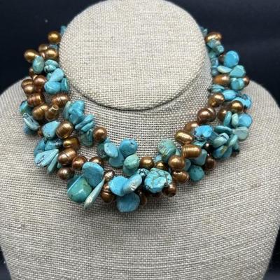 Vintage Chipped Turquoise Necklace