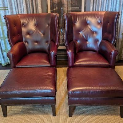 Mitchell Gold+Bob Williams Leather Wing Chairs