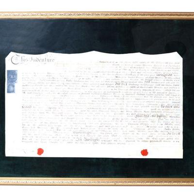 Framed English "This Indenture" Document, Dated 1795