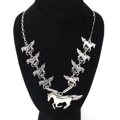 Lovely Sterling Silver Horse Necklace, Navajo
