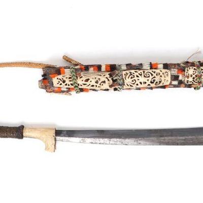 Fancy Indonesian Headhunters Sword w/Scabbard