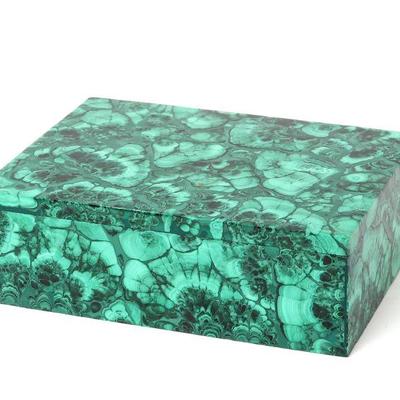 Lovely Malachite Carved Jewelry Box