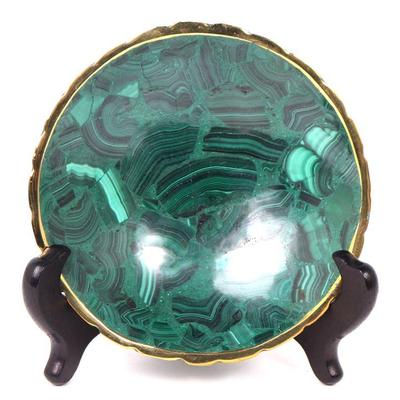 Gorgeous Malachite Bowl with Scalloped Rim