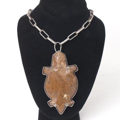 Massive Native American Beaver Stone Necklace