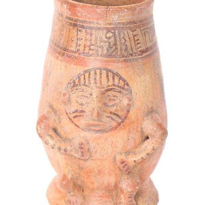 Costa Rican or Nicaragua Polychrome Pottery Urn