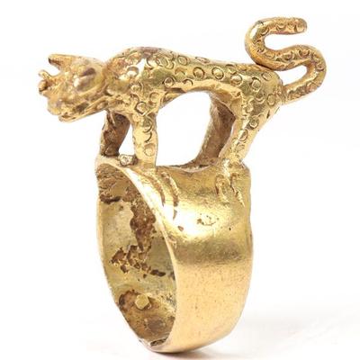 Asante Chief's Gold "Leopard" Ring, 1-10k Gold (24g)
