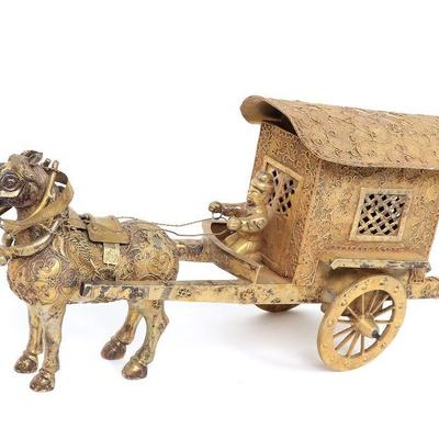 Lovely Chinese Horse & Rider with Carriage, Cloisonne Ready