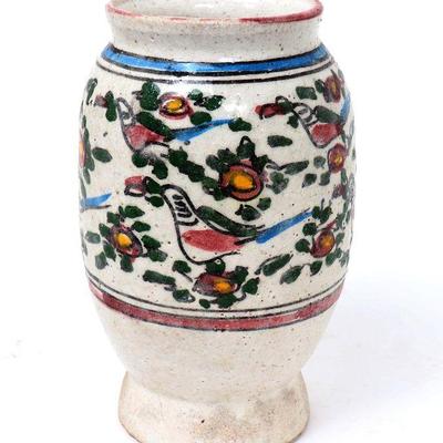 Turkish Painted Ceramic Vase, 19th C.