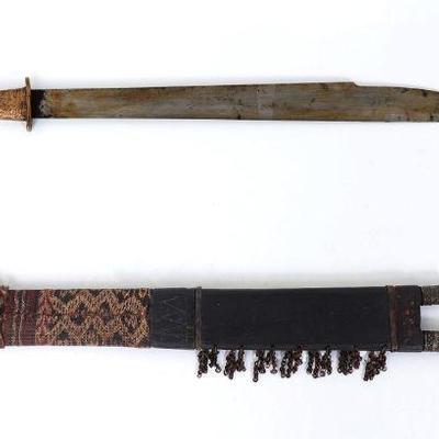 Philippines Bagobo Kampilan Sword w/ Scabbard