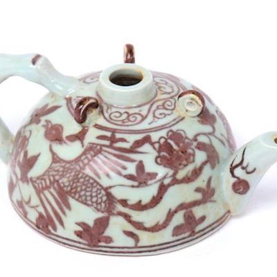 Lovely Chinese Red Underglaze Teapot Shaped Water Dropper