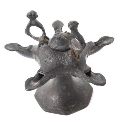 Medieval Islamic Feline Bronze Oil Lamp