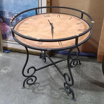 clock table, no glass