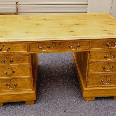 19th century oak/pine partners desk. Breaks down for easy move.  Hardware replaced