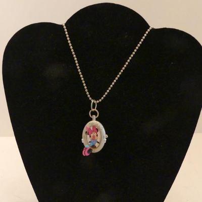 Rare Disney Minnie Mouse Silver Tone Pendant Watch #DISCL14