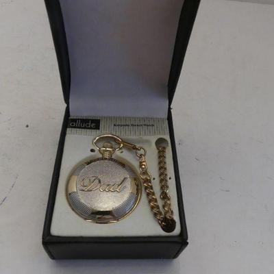 Vintage Allude Keepsake Pocket Watch Silver/Gold Tone "The Greatest Dad" - In Original Box