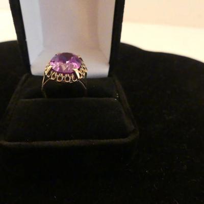 Vintage 14k Gold Amethyst Ring - Size 5½ - TW 6.2g