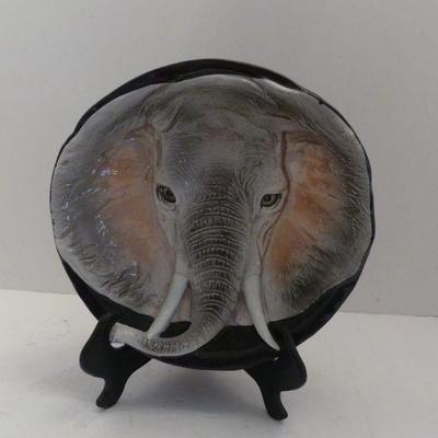 Vintage MCM Made in Italy Beautifully Detailed Bas Relief Elephant Head Ceramic Bowl - 9½" Diameter x 2½" Deep