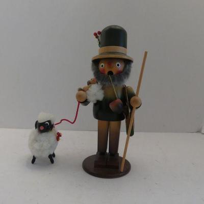 Vintage Hand Made in Germany Folk Art Incense Smoker - Shepherd - 9½" Tall