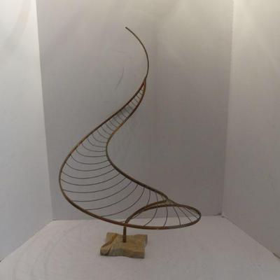 Interesting Vintage Spiral Staircase Sculpture - Copper on (Possibly) Marble - 15" Diameter Widest x 24" Tall