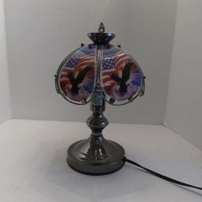 Vintage Bald Eagle & American Flag Touch Desk/Table Lamp - 6" Diameter x 13" Tall
