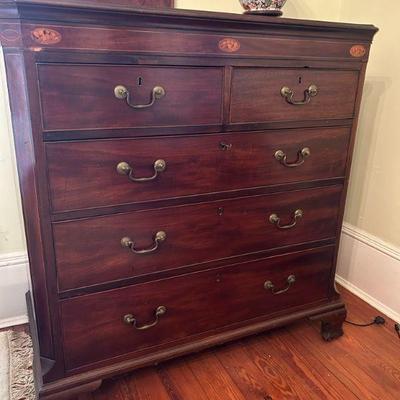 Antique Georgian Mahogany Chest with Inlay