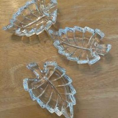 Set of 3 Crystal Leaf Trinket Dishes