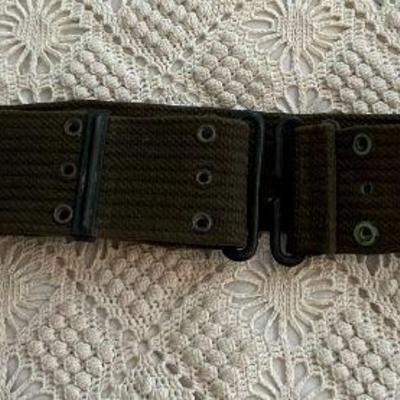 WWI Military Pistol Belt Green Twill Webbing