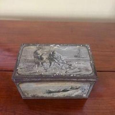 Antique Tin hand painted Box