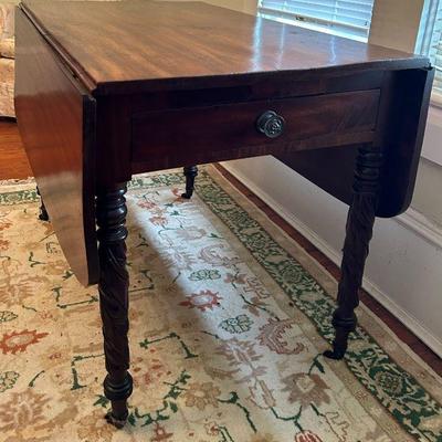 Antique Drop Leaf Table with Drawer