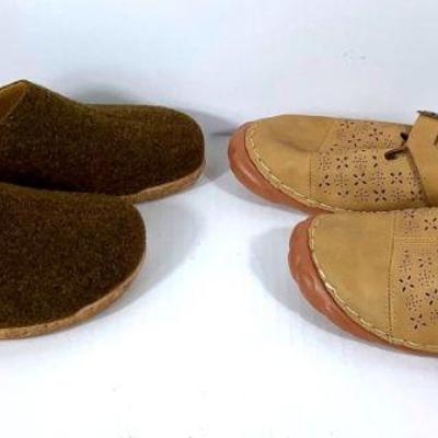 DILA217 NEW, Taos Brand & More, Women’s Slip On Shoes	Women's size 10.5 Taos slippers, made in Italy. New tan women's slip...