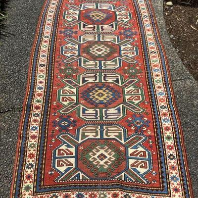 TOSH359 Handwoven Rug #9	This is a larger rug approximately 7' long x 42" wide. Possibly antique and from Caucasus. Repairs...