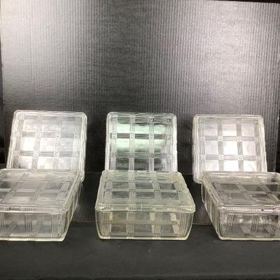 DILA312 Hazel Atlas Refrigerator Dishes	1940's Hazel Atlas Dishes which are square with a cross cross pattern.  Dishes are...