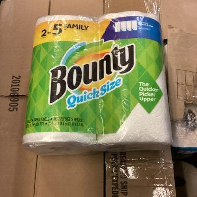 DILA718 Two Large Boxes Of Bounty Family Size Paper Towels	"The Quicker Picker Upper" Each box contains 8 2-packs of towels.
