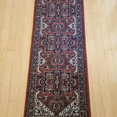 Red Wool Oriental Rug Runner w/ Fringe, 1 of 2