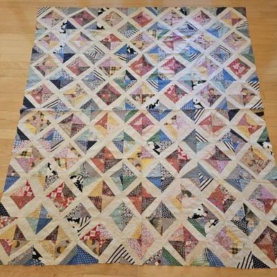 Handmade Patchwork Quilt Top is 71 x 83in