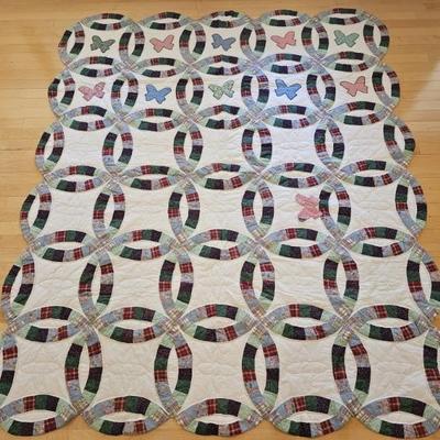 Handmade Double Wedding Ring Pattern Quilt