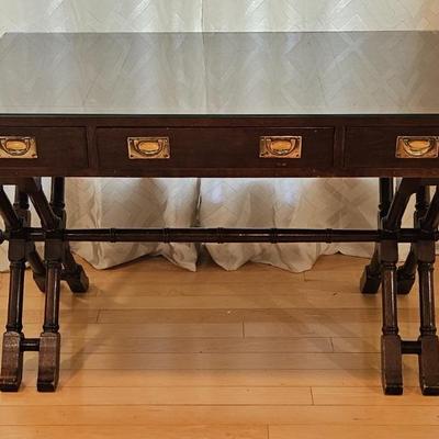 Wooden Writing Desk in Cherry Bamboo Style Base 