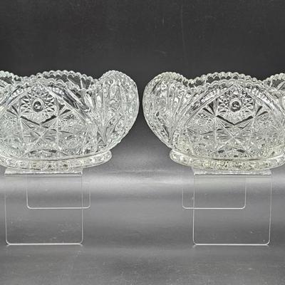 Pair Smith Glass Clear Bowls w/ Star & Arch