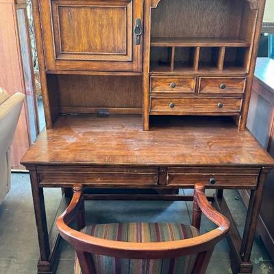 Desk with Hutch and Ethan Allen Accent Chair 