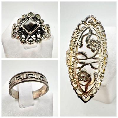 (3) Sterling Silver Rings
