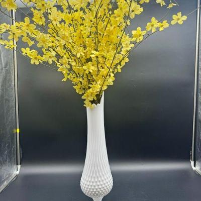 20” Hobnail Milk Glass Swung Vase
