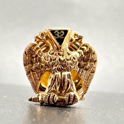 14 Karat Gold Double Headed Eagle Masonic Pin
