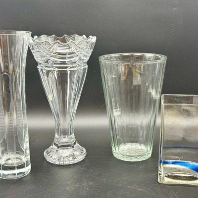 VINTAGE SHANNON ESPIRIT BY GODINGER Crystal Vase & (3) Glass Vases
