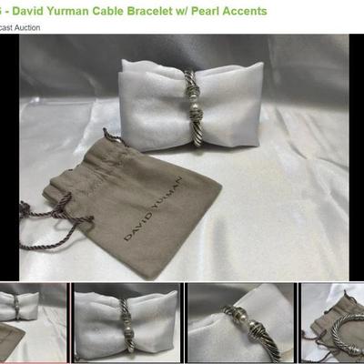 Lot # : 6 - David Yurman Cable Bracelet w/ Pearl Accents 
Live Webcast Auction 
David Yurman Pearl Bracelet Luxurious sterling silver...
