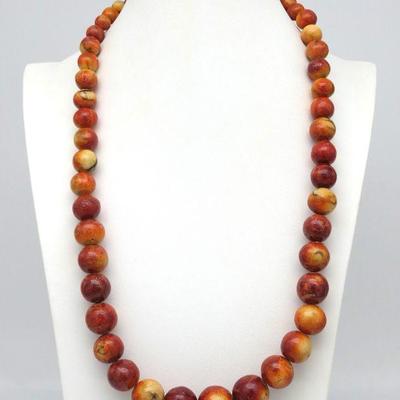 Apple Coral Beaded Necklace