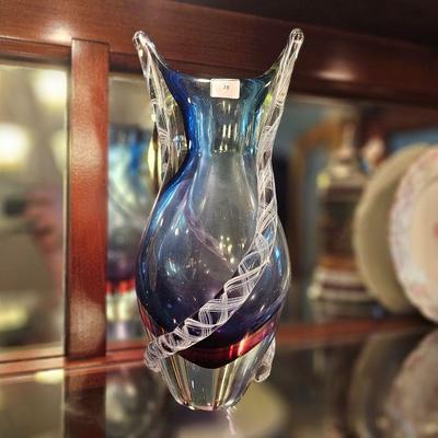 Murano Triple Cased Mid Century Art Glass Vase WOW
