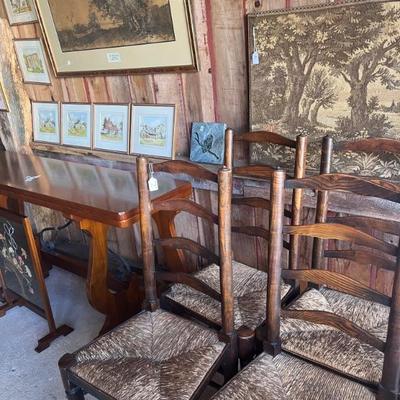 4 Antique ladder back chairs