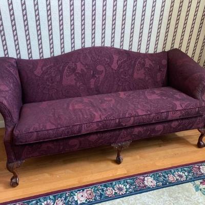 Chippendale style camel back sofa