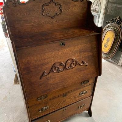 Antique oak fall-front desk